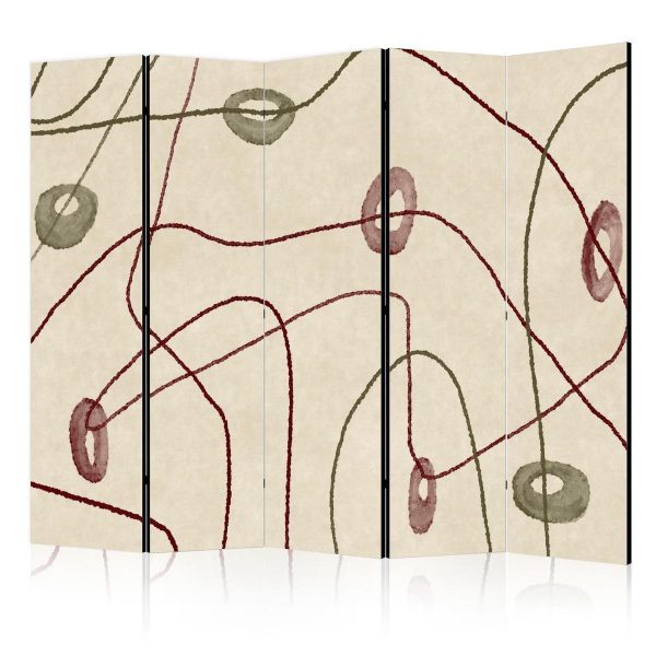Room Divider - Labyrinth with Beads - Minimalist Abstraction on a Worn Background