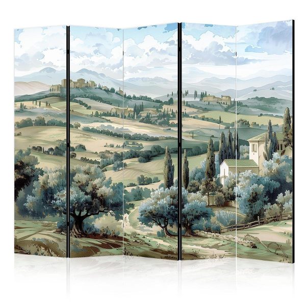 Room Divider - Landscape with Green Fields and Trees - Tuscan Sunny View