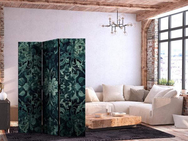 Room Divider - Oriental Carpet Pattern - Emerald Ornaments and Rubbed Patterns - Image 2