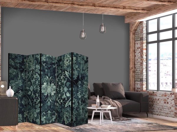 Room Divider - Oriental Carpet Pattern - Emerald Ornaments and Rubbed Patterns
