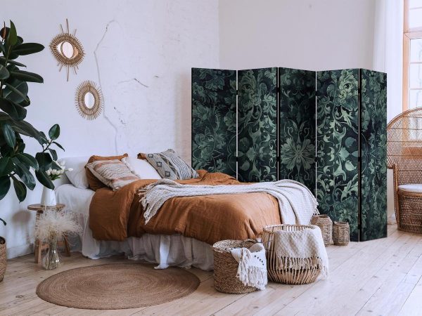Room Divider - Oriental Carpet Pattern - Emerald Ornaments and Rubbed Patterns