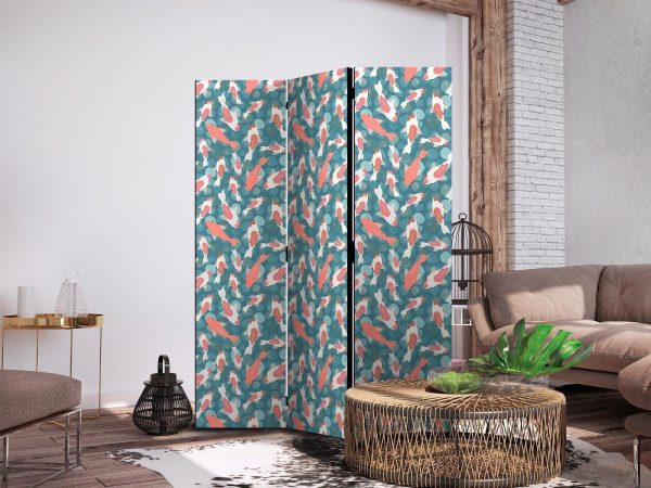Room Divider - Oriental Pond - A Cluster of Japanese Fish Swimming in Crystal Clear Water with Glimmers of Light - Image 3