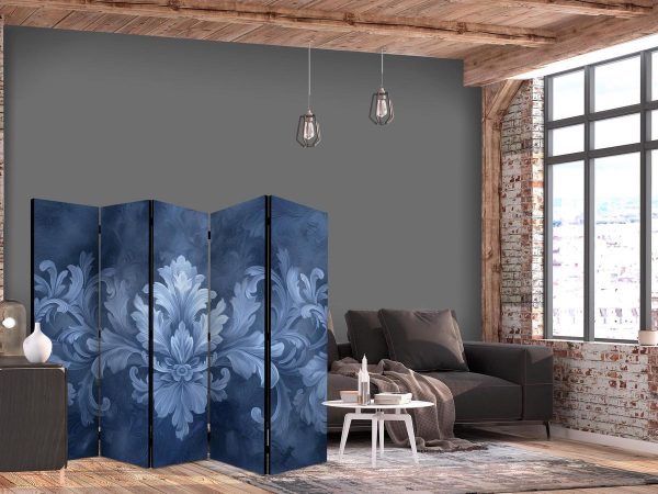 Room Divider - Ornament in Blue and Cool Colors Dark Blue Decoration