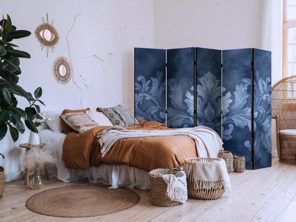 Room Divider - Ornament in Blue and Cool Colors Dark Blue Decoration