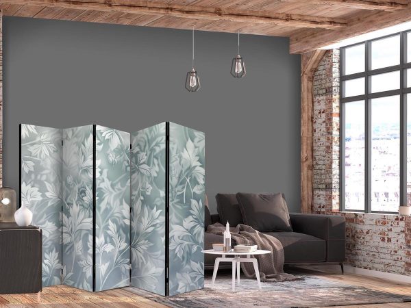 Room Divider - Ornaments in Rubbed Faded Turquoise - Delicate Floral Pattern
