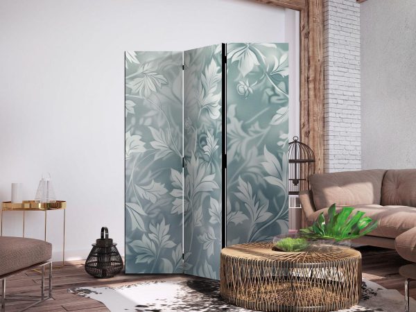 Room Divider - Ornaments in Rubbed Faded Turquoise - Delicate Floral Pattern - Image 3