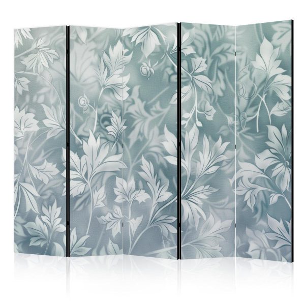 Room Divider - Ornaments in Rubbed Faded Turquoise - Delicate Floral Pattern