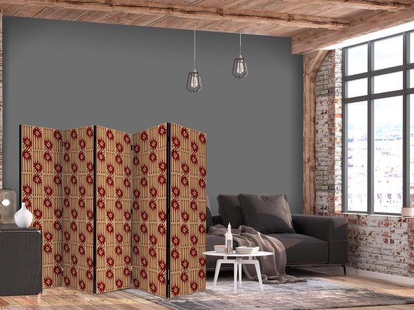 Room Divider - Predatory Features - Red Abstract Shapes Inspired by Tribal