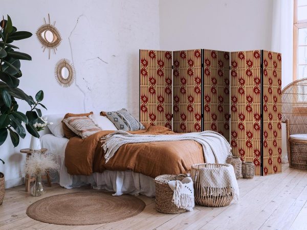Room Divider - Predatory Features - Red Abstract Shapes Inspired by Tribal