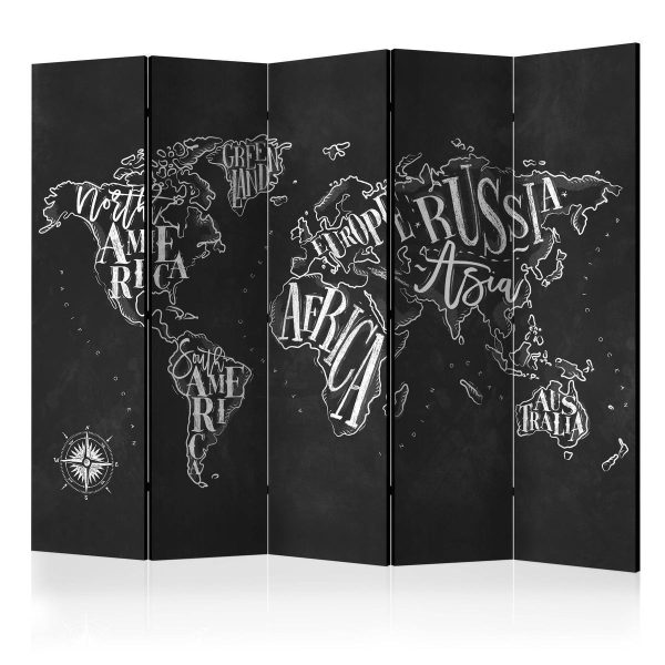 Room Divider - Retro Continents (Black) II