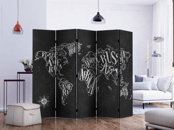 Room Divider - Retro Continents (Black) II