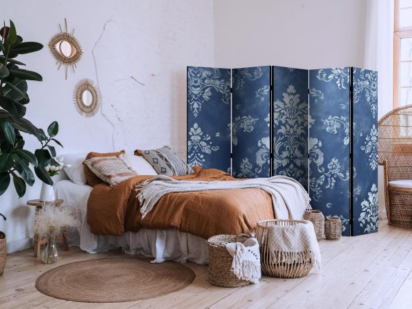 Room Divider - Retro Ornament - Decorative Motif in Rubbed Blues - Image 3