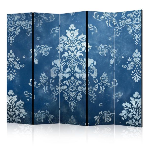 Room Divider - Retro Ornament - Decorative Motif in Rubbed Blues