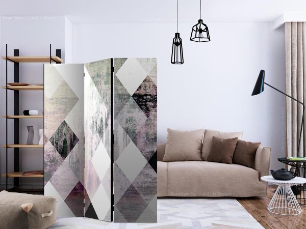Room Divider - Rhombic Chessboard (Pink)