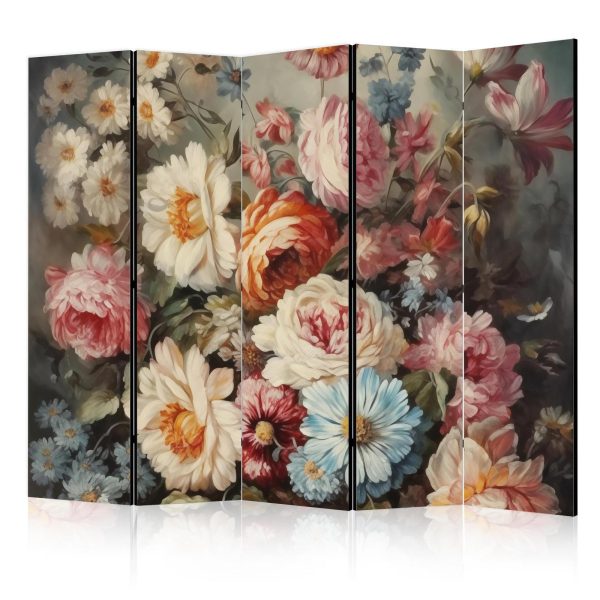 Room Divider - Scent of Nature - Beautiful Garden Flowers in Pastel Colors