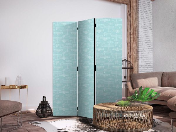 Room Divider - Sketch - Outline of an Airplane in White on a Turquoise Background - Image 3
