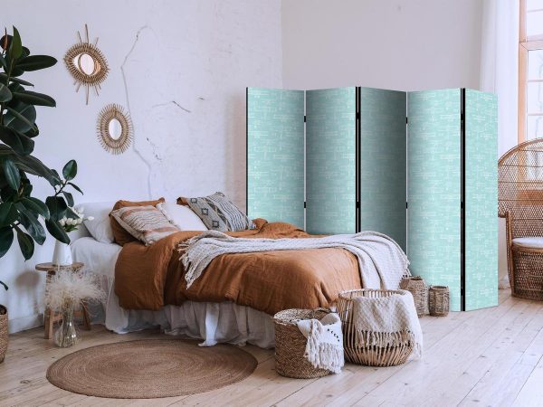 Room Divider - Sketch - Outline of an Airplane in White on a Turquoise Background