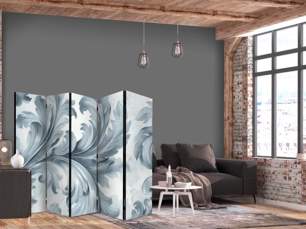 Room Divider - Stone Baroque Ornaments in Light Shades of Gray and Blue - Image 2