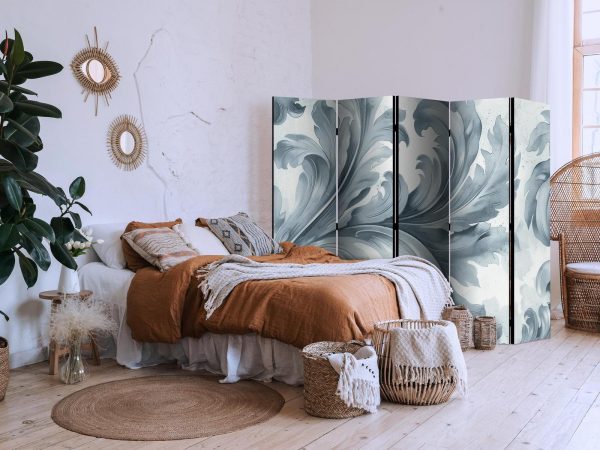 Room Divider - Stone Baroque Ornaments in Light Shades of Gray and Blue - Image 3
