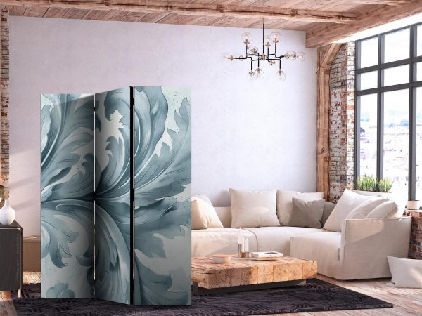 Room Divider - Stone Baroque Ornaments in Light Shades of Gray and Blue - Image 2