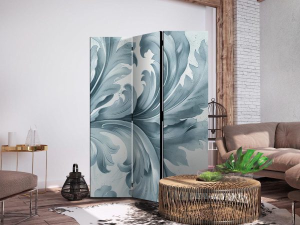 Room Divider - Stone Baroque Ornaments in Light Shades of Gray and Blue - Image 3