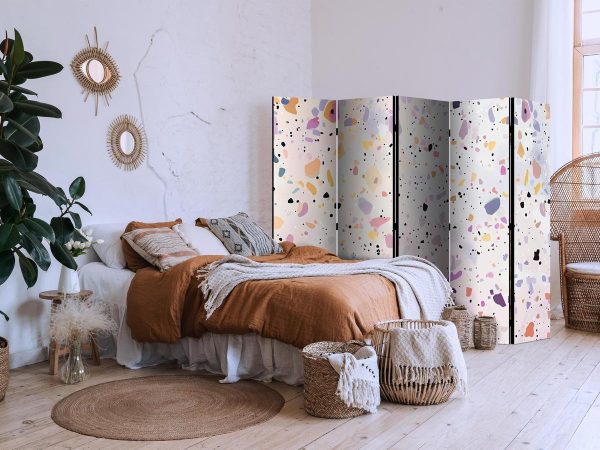 Room Divider - Terrazzo in Confetti Style - Violet-Pink - Colorful Pattern