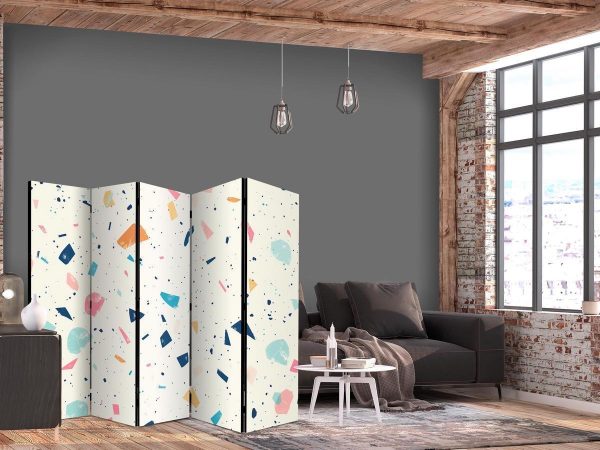 Room Divider - Terrazzo with Multicolored - Large Elements - Cheerful Pattern on a Light Background