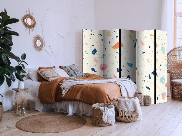 Room Divider - Terrazzo with Multicolored - Large Elements - Cheerful Pattern on a Light Background