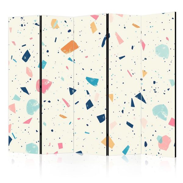 Room Divider - Terrazzo with Multicolored - Large Elements - Cheerful Pattern on a Light Background