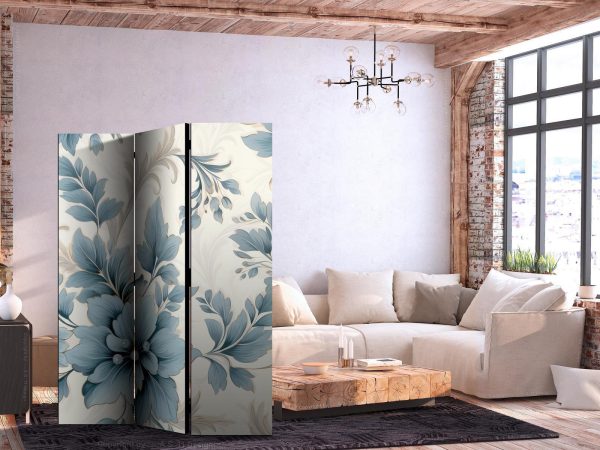 Room Divider - Turquoise Flowers in Retro Vibe Floral Ornaments - Image 2