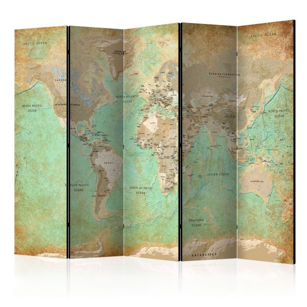 Room Divider - Turquoise World Map