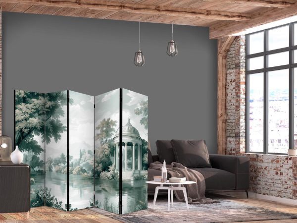 Room Divider - View of the Park and Lake - Retro Vintage Landscape in Greens - Image 2