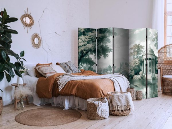 Room Divider - View of the Park and Lake - Retro Vintage Landscape in Greens - Image 3
