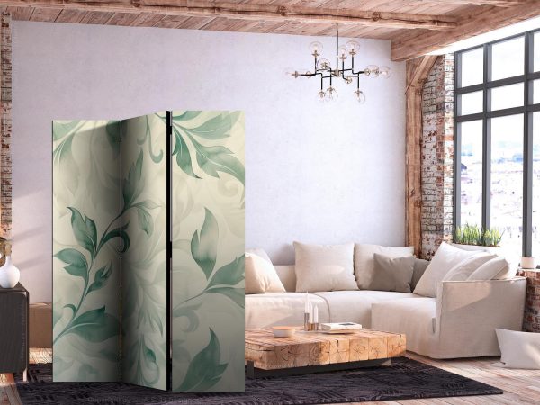 Room Divider - Watercolor Botanical Motif - Delicate Green and Beige Leaves - Image 2