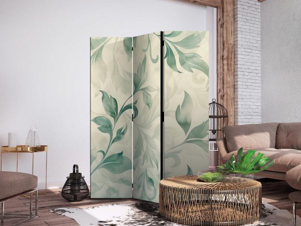 Room Divider - Watercolor Botanical Motif - Delicate Green and Beige Leaves - Image 3