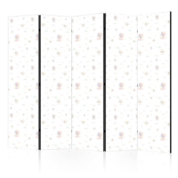 Room Divider - Watercolor - Colorful Balloons and Airships Against Colorful Clouds