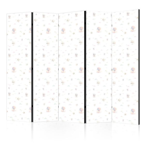 Room Divider - Watercolor - Colorful Balloons and Airships Against Colorful Clouds