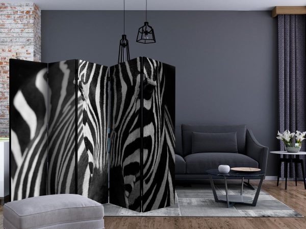 Room Divider - White with black stripes II