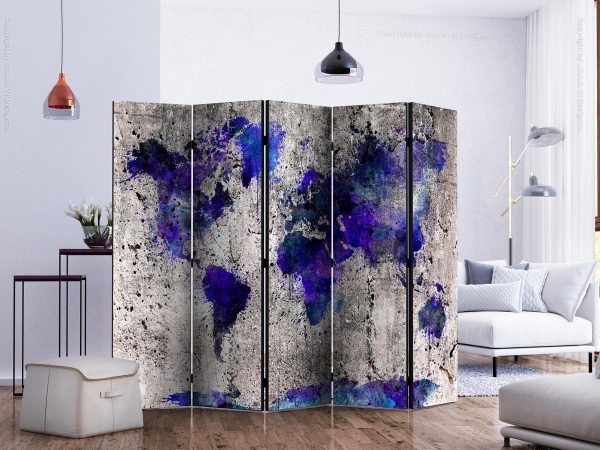 Room Divider - World Map: Ink Blots II