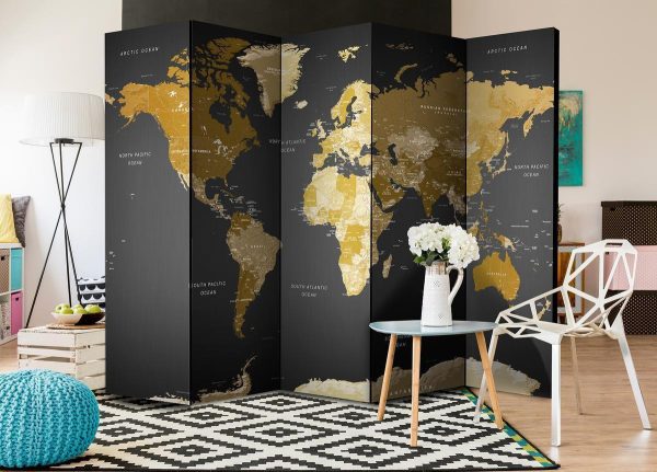 Room Divider - World map on dark background