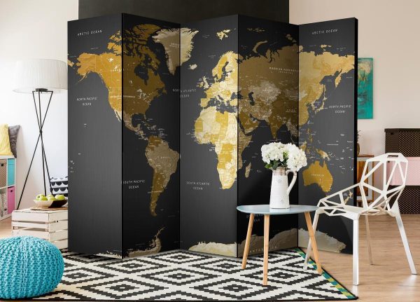 Room Divider - World map on dark background
