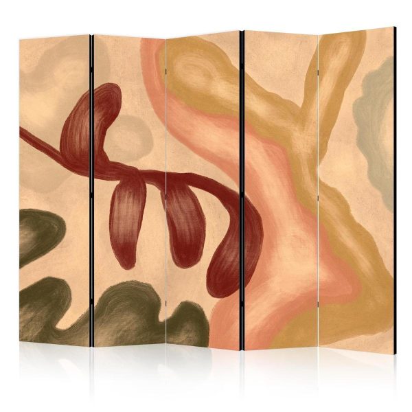 Room Divider - Worn Figures - Shapes in Lime Wash Technique in Warm Colors