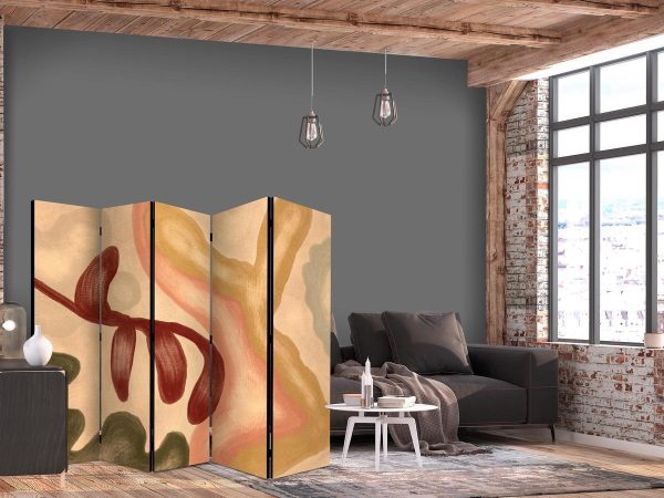 Room Divider - Worn Figures - Shapes in Lime Wash Technique in Warm Colors