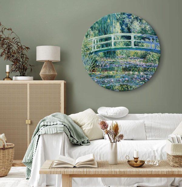Round Canvas Print - Bridge at Giverny Claude Monet - Spring Landscape of a Forest With a River
