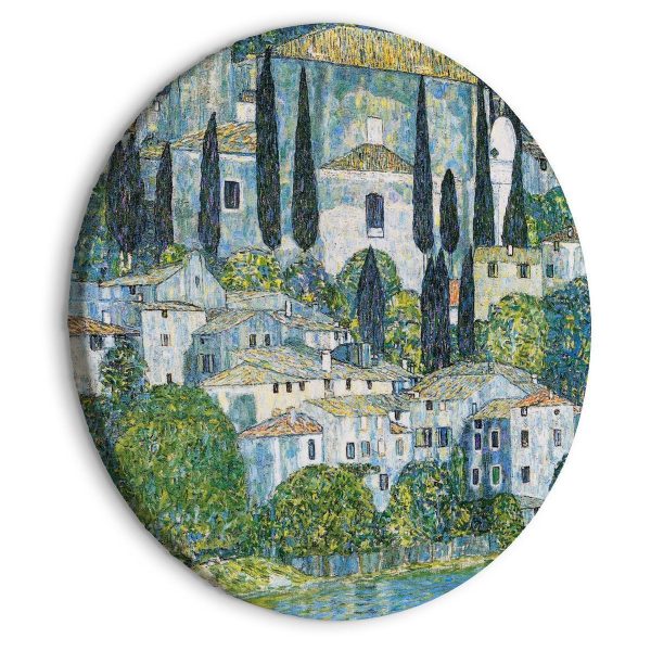 Round Canvas Print - Church in Cassone Gustav Klimt - German Architecture by the River