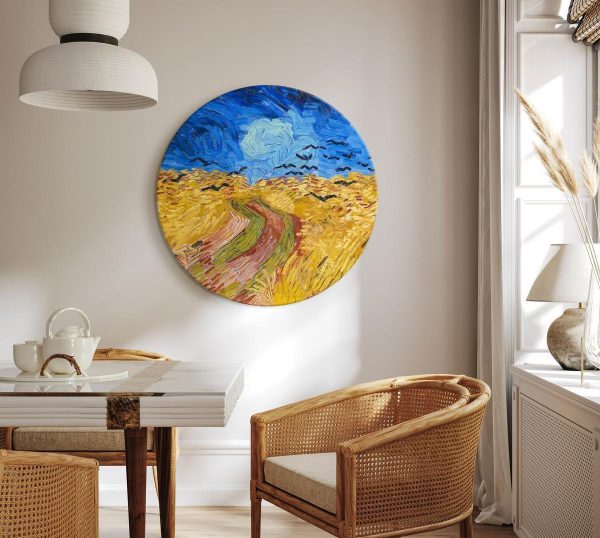 Round Canvas Print - Round Wheat Field With Crows Vincent Van Gogh - Summer Countryside Landscape