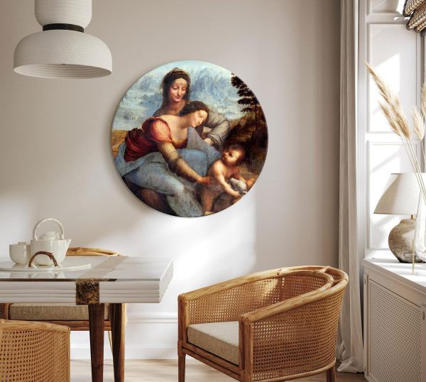 Round Canvas Print - The Virgin and Child with Saint Anne (Leonardo da Vinci)