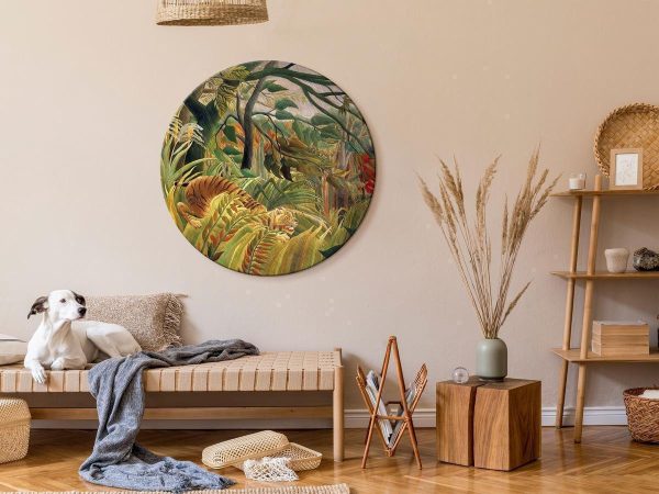 Round Canvas Print - Tiger in a Tropical Storm (Henri Rousseau)