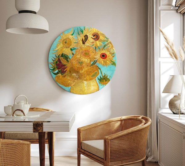 Round Canvas Print - Vase with Twelve Sunflowers (Vincent van Gogh)