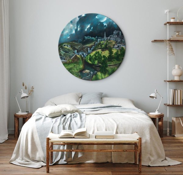 Round Canvas Print - View of Toledo (El Greco)